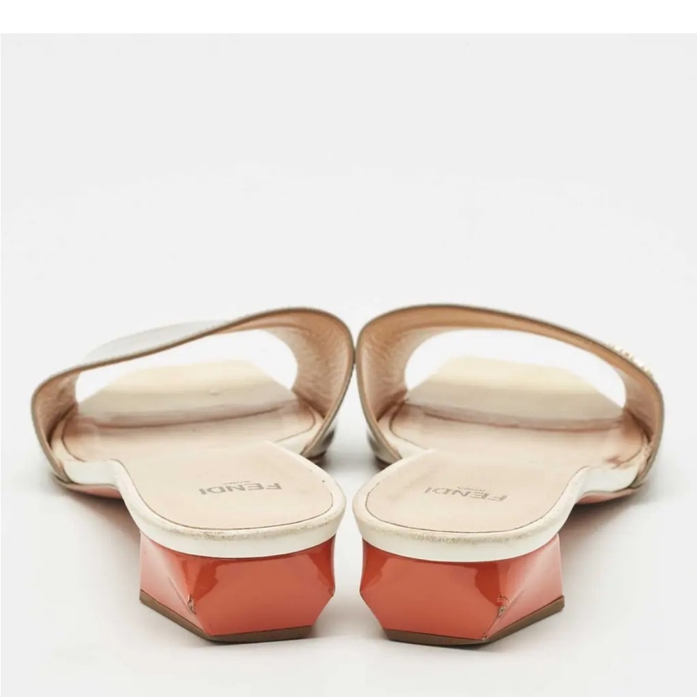 Fendi Taupe and orangePatent Leather Sandals with a funky vibe. - Picture 2 of 13